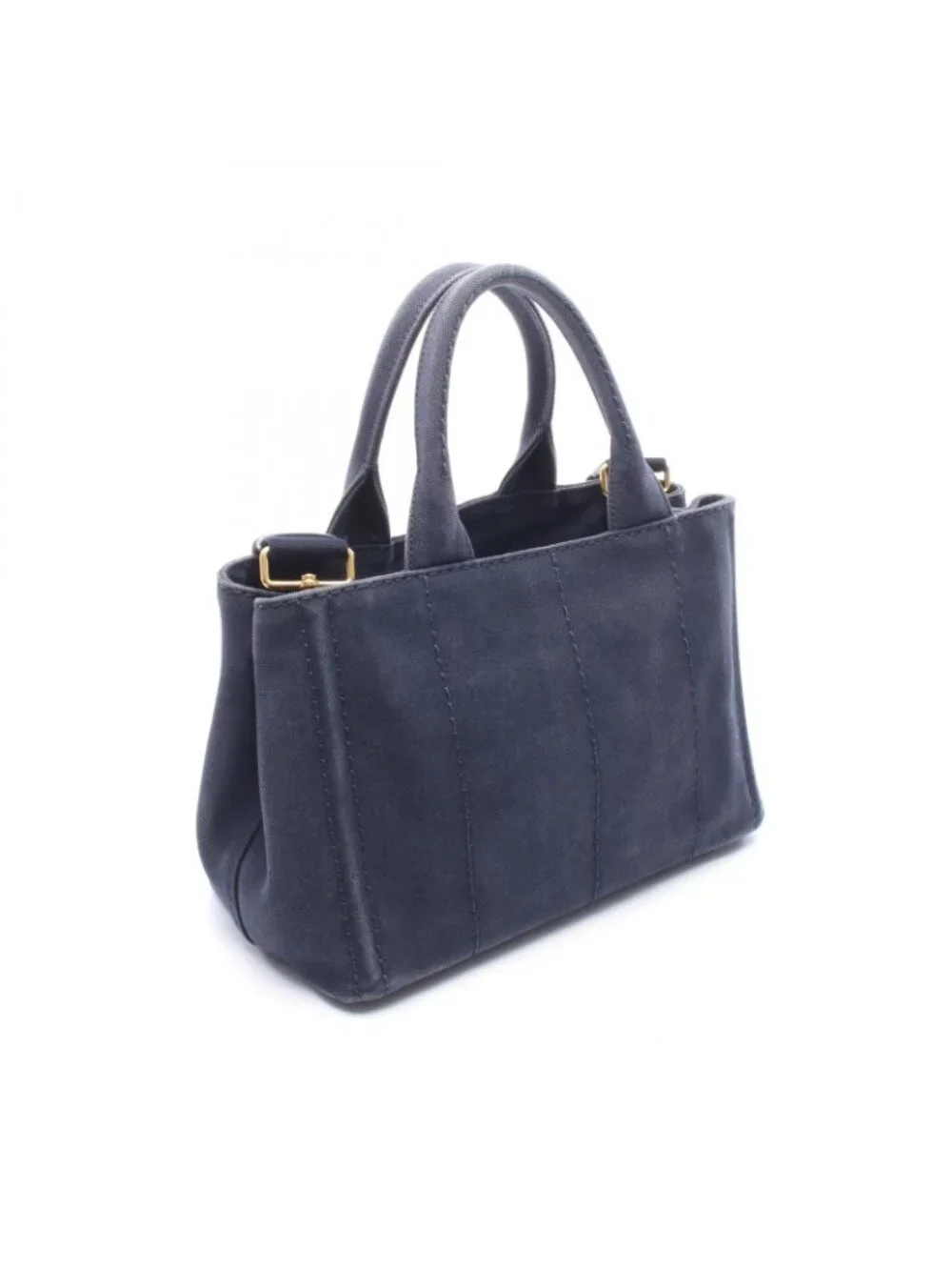 Prada Tote Bag Canapa 2-Way Navy Caviar Leather